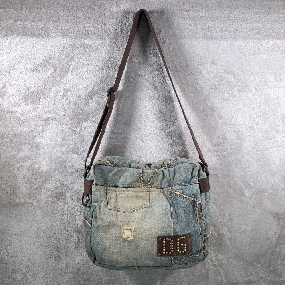 Vintage‎ Dolce & Gabbana Distressed Patchwork Denim Messenger Bag Y2K Archive